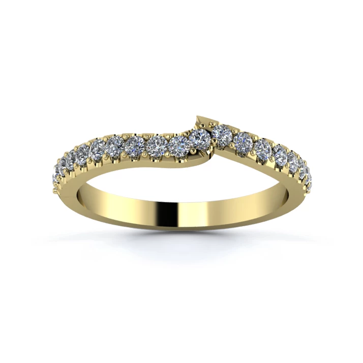 18K Yellow Gold 2.2mm Fitted Half Micro Diamond Set Ring
