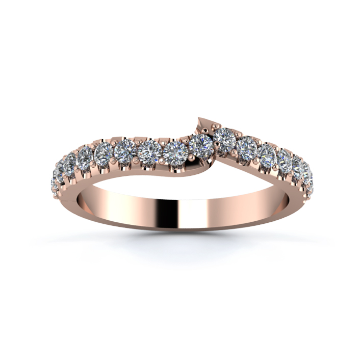 18K Rose Gold 2.5mm Fitted Half Micro Diamond Set Ring