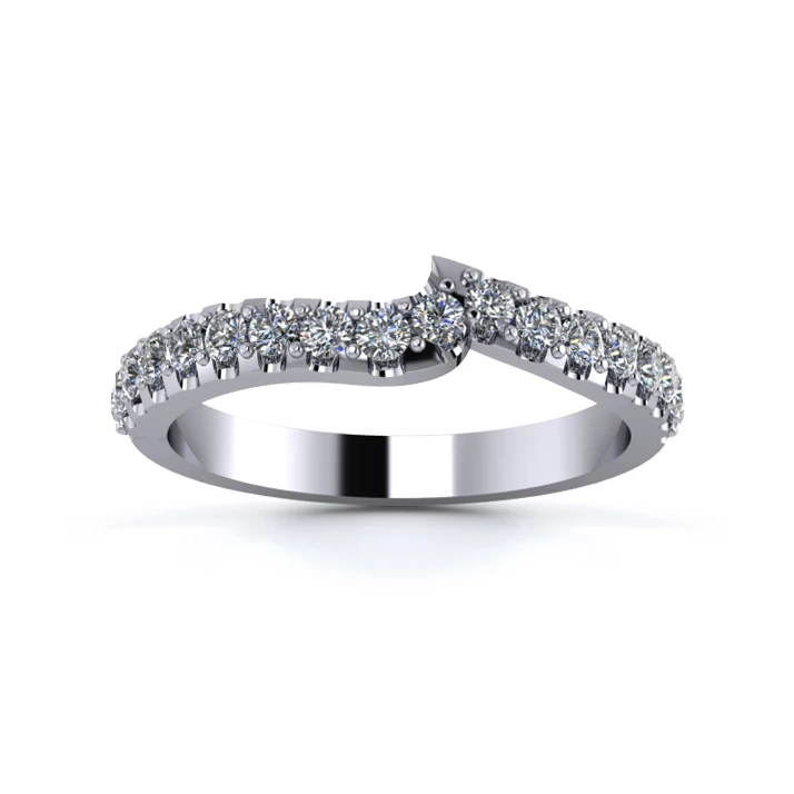 18K White Gold 2.5mm Fitted Half Micro Diamond Set Ring