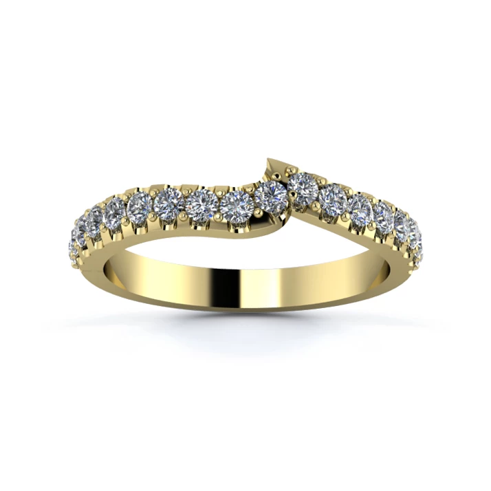 18K Yellow Gold 2.5mm Fitted Half Micro Diamond Set Ring
