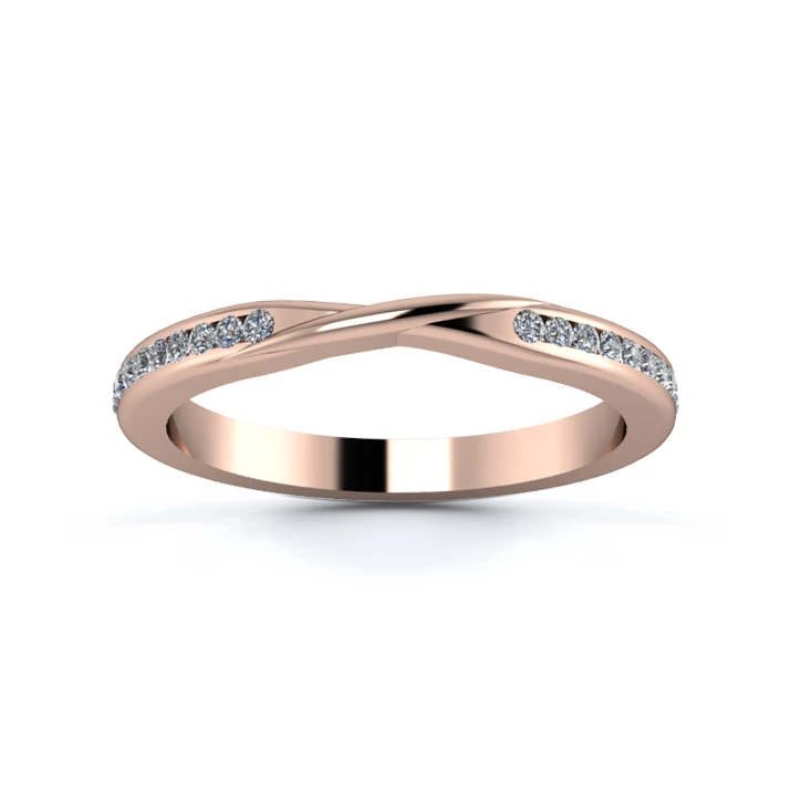 18K Rose Gold 2.2mm Ribbon Half Channel Diamond Set Ring