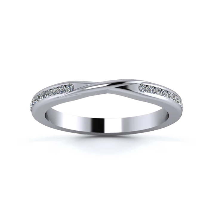 Platinum 2.2mm Ribbon Half Channel Diamond Set Ring