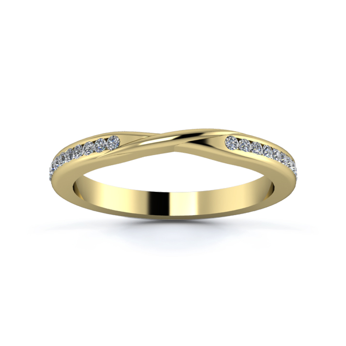 18K Yellow Gold 2.2mm Ribbon Half Channel Diamond Set Ring