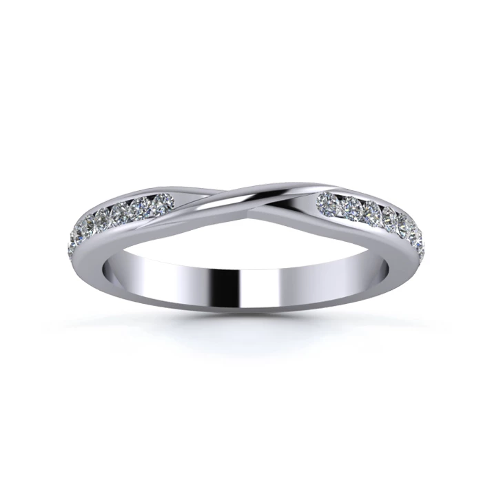 Platinum 2.5mm Ribbon Half Channel Diamond Set Ring
