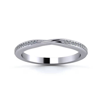 Platinum 2mm Ribbon Half Grain Diamond Set Ring