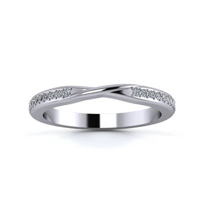 Platinum 2.2mm Ribbon Half Grain Diamond Set Ring