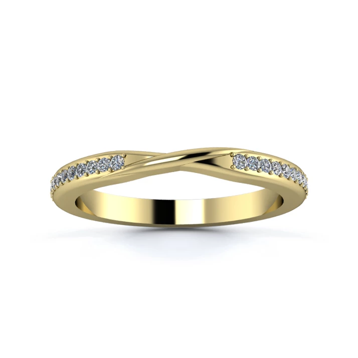 18K Yellow Gold 2.2mm Ribbon Half Grain Diamond Set Ring
