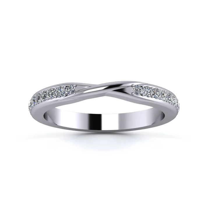 Platinum 2.5mm Ribbon Half Grain Diamond Set Ring