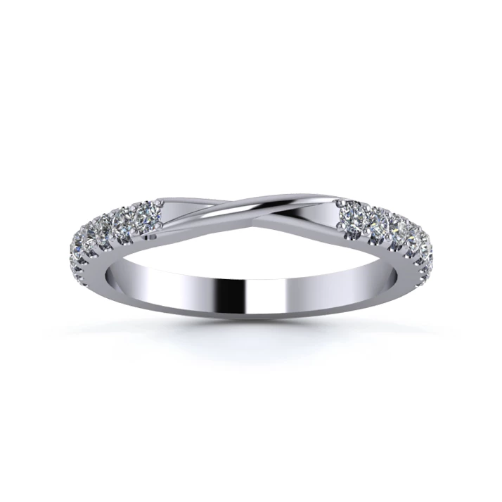 Platinum 2.2mm Ribbon Half Micro Diamond Set Ring