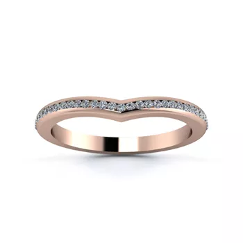 18K Rose Gold 2mm Wishbone Half Channel Diamond Set Ring