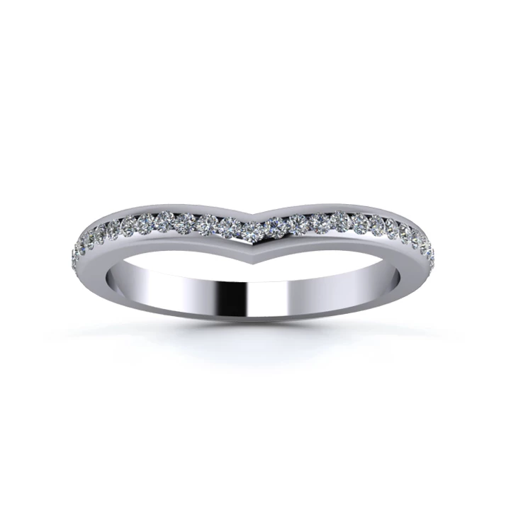 Platinum 2.2mm Wishbone Half Channel Diamond Set Ring