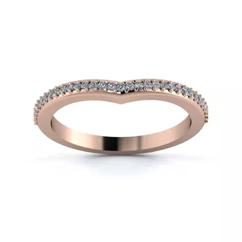 18K Rose Gold 2mm Wishbone Half Grain Diamond Set Ring