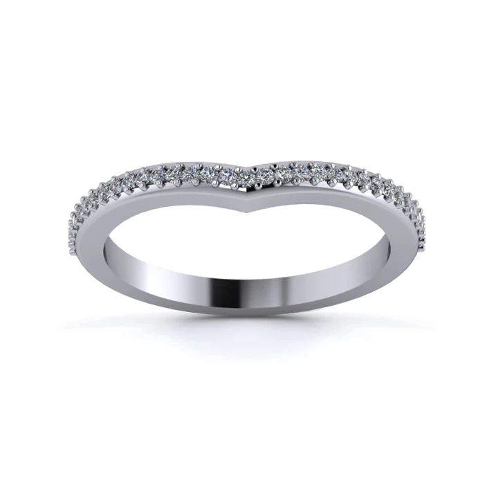 Platinum 2mm Wishbone Half Grain Diamond Set Ring