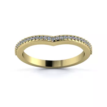 18K Yellow Gold 2mm Wishbone Half Grain Diamond Set Ring