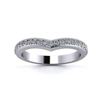 18K White Gold 2.5mm Wishbone Half Grain Diamond Set Ring