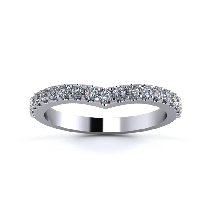 Platinum 2.2mm Wishbone Half Micro Diamond Set Ring