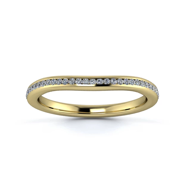 18K Yellow Gold 2mm Full Slight Wave Channel Diamond Set Ring