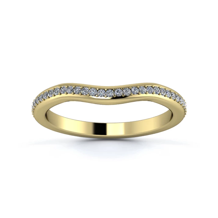 18K Yellow Gold 2mm Gentle Wave Three Quarter Grain Diamond Set Ring