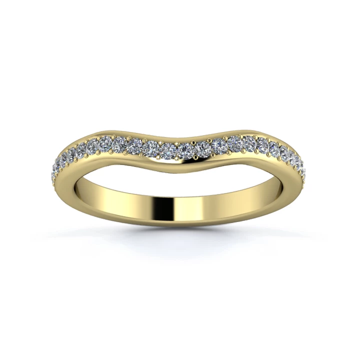 18K Yellow Gold 2.5mm Gentle Wave Three Quarter Grain Diamond Set Ring