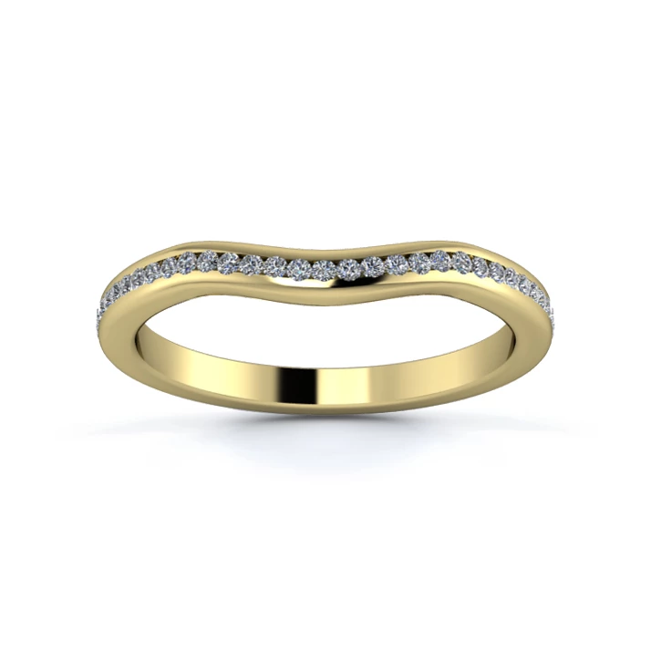 18K Yellow Gold 2mm Gentle Wave Full Channel Diamond Set Ring