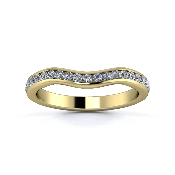 18K Yellow Gold 2.5mm Gentle Wave Full Channel Diamond Set Ring