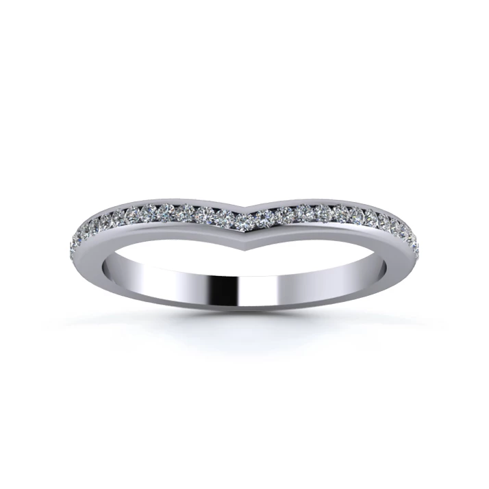 Platinum 2mm Wishbone Full Channel Diamond Set Ring