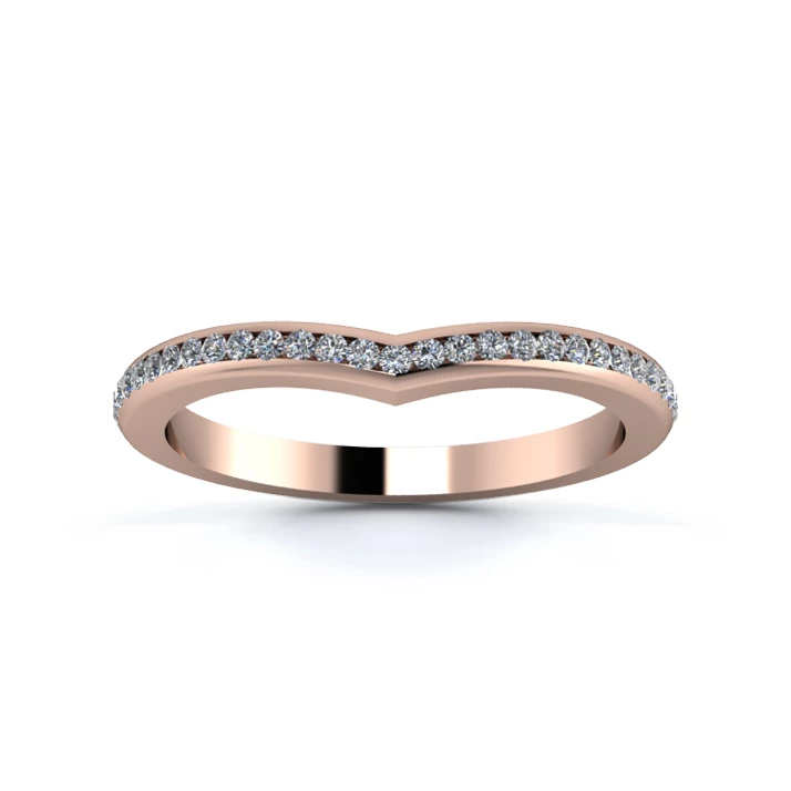 18K Rose Gold 2mm Wishbone Full Channel Diamond Set Ring