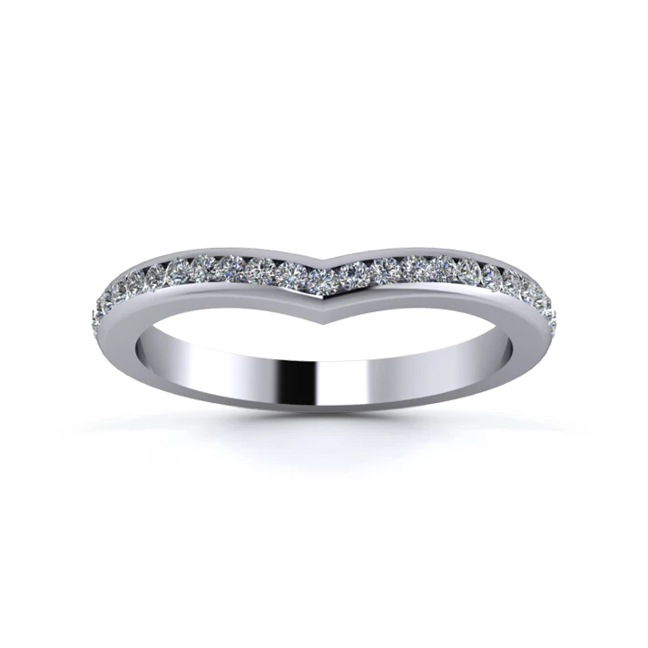 Platinum 2.2mm Wishbone Full Channel Diamond Set Ring
