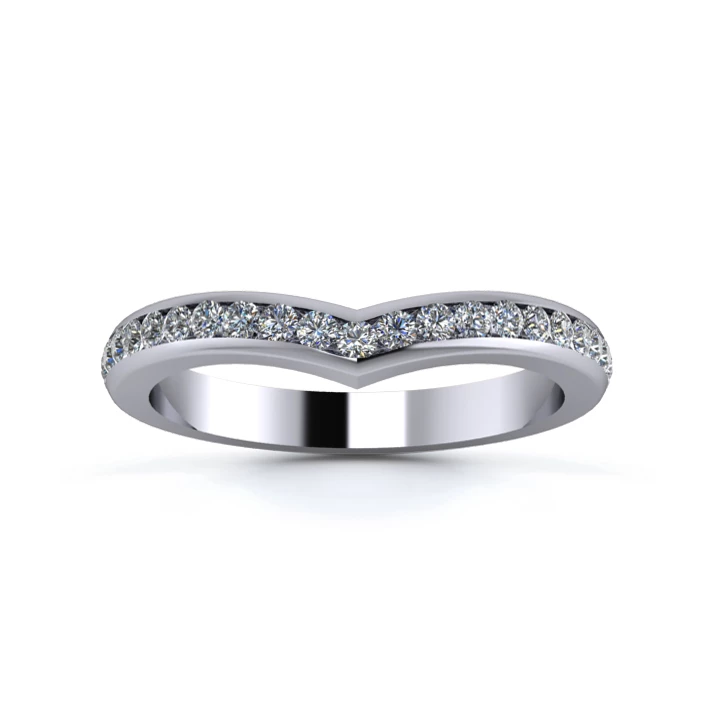 Platinum 2.5mm Wishbone Full Channel Diamond Set Ring