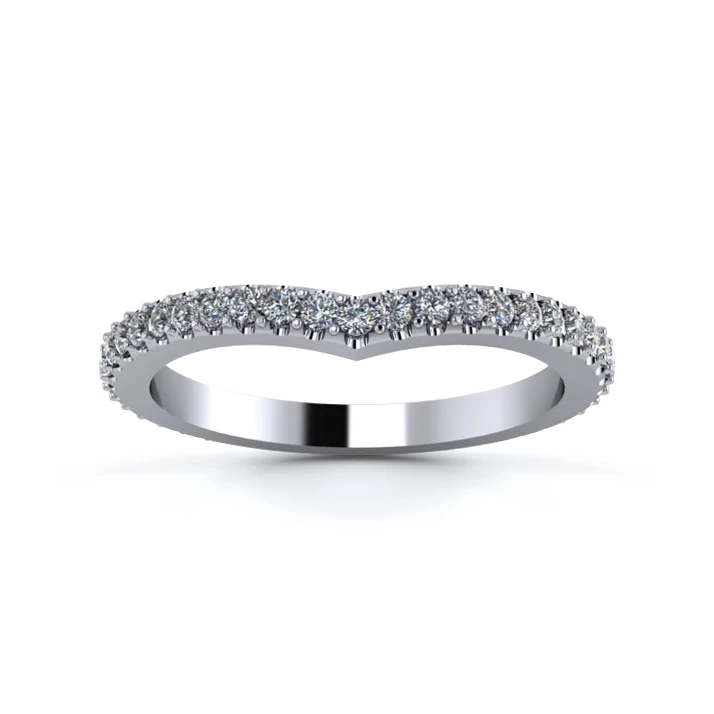 Platinum 2mm Wishbone Full Micro Diamond Set Ring