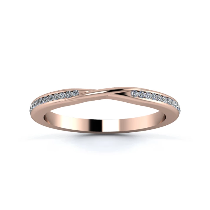 18K Rose Gold 2mm Ribbon Full Channel Diamond Set Ring