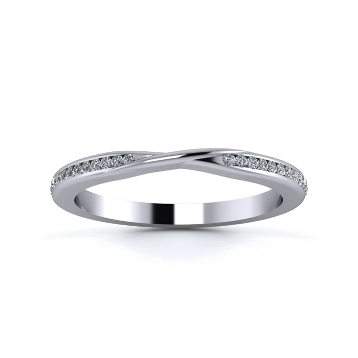 Platinum 2mm Ribbon Full Channel Diamond Set Ring