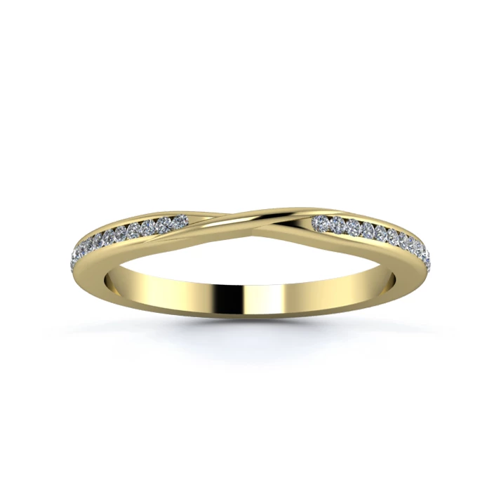 18K Yellow Gold 2mm Ribbon Full Channel Diamond Set Ring