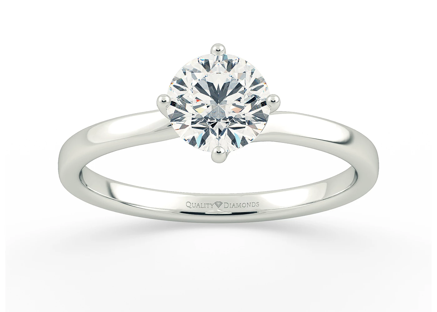 Round Brilliant Abbraccio Diamond Ring in 18K White Gold