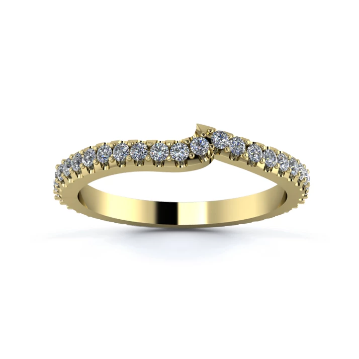 18K Yellow Gold 2mm Fitted Full Micro Diamond Set Ring