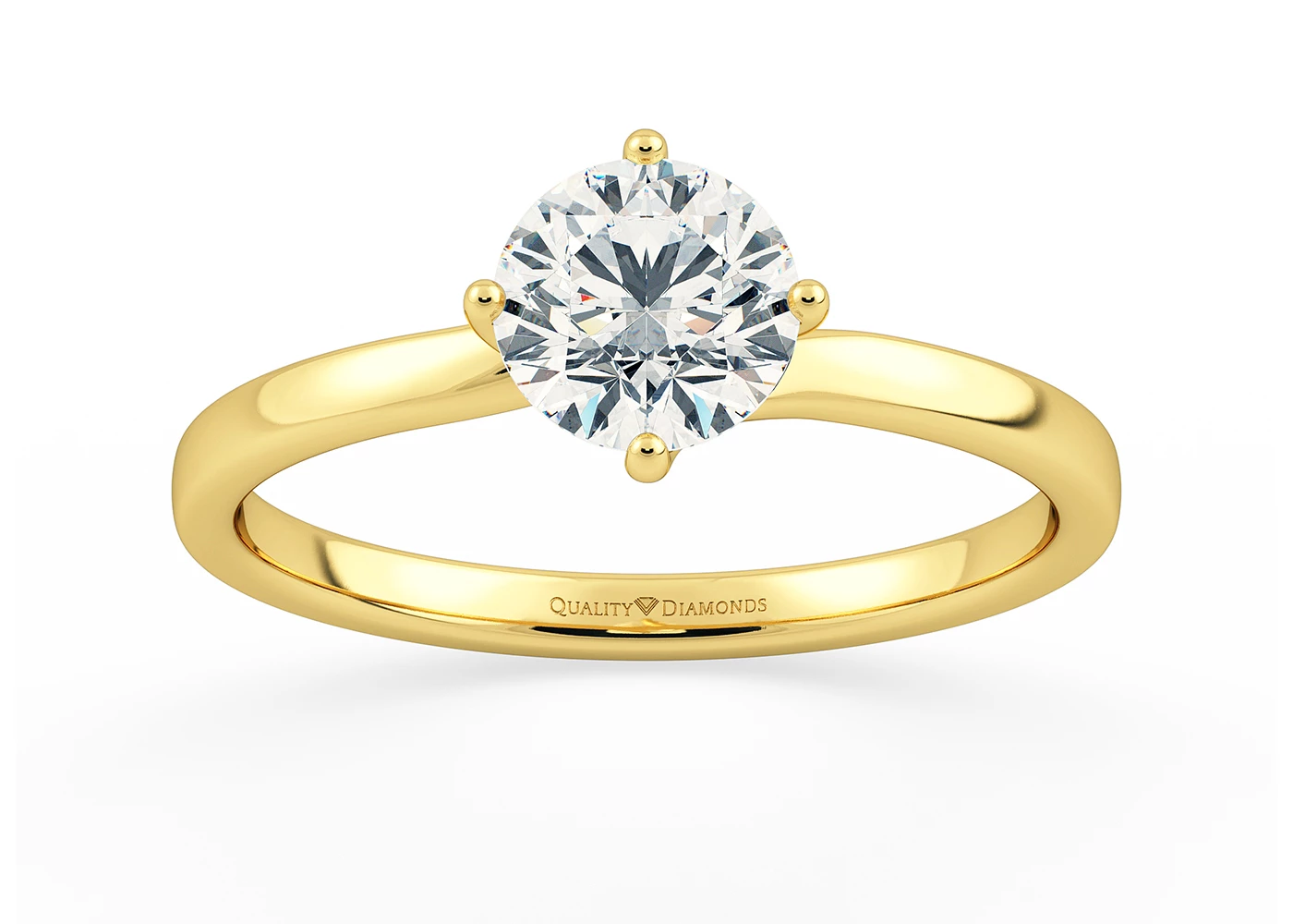 Round Brilliant Abbraccio Diamond Ring in 9K Yellow Gold