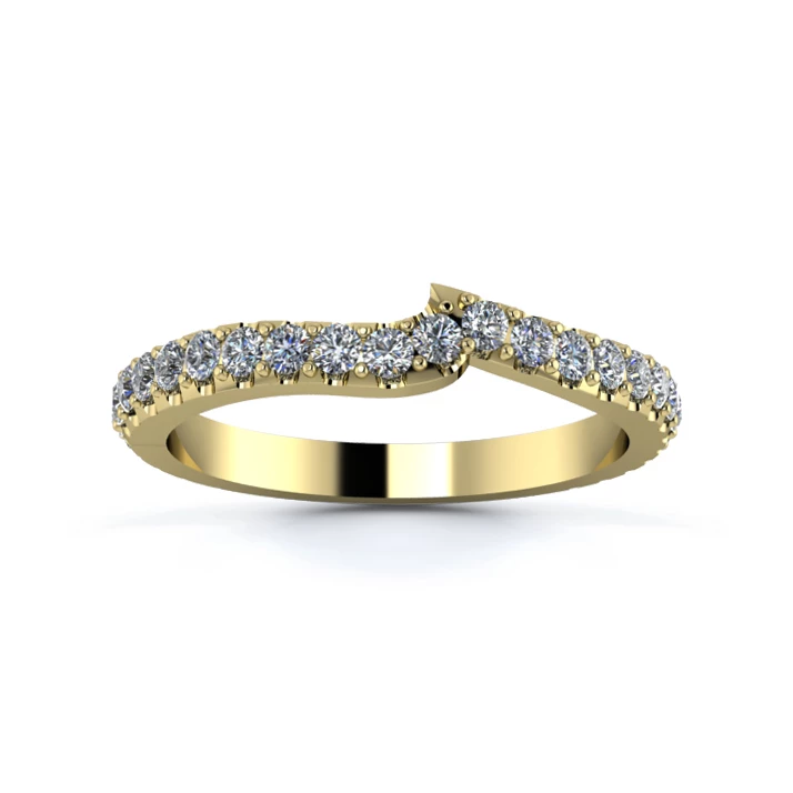 18K Yellow Gold 2.2mm Fitted Full Micro Diamond Set Ring