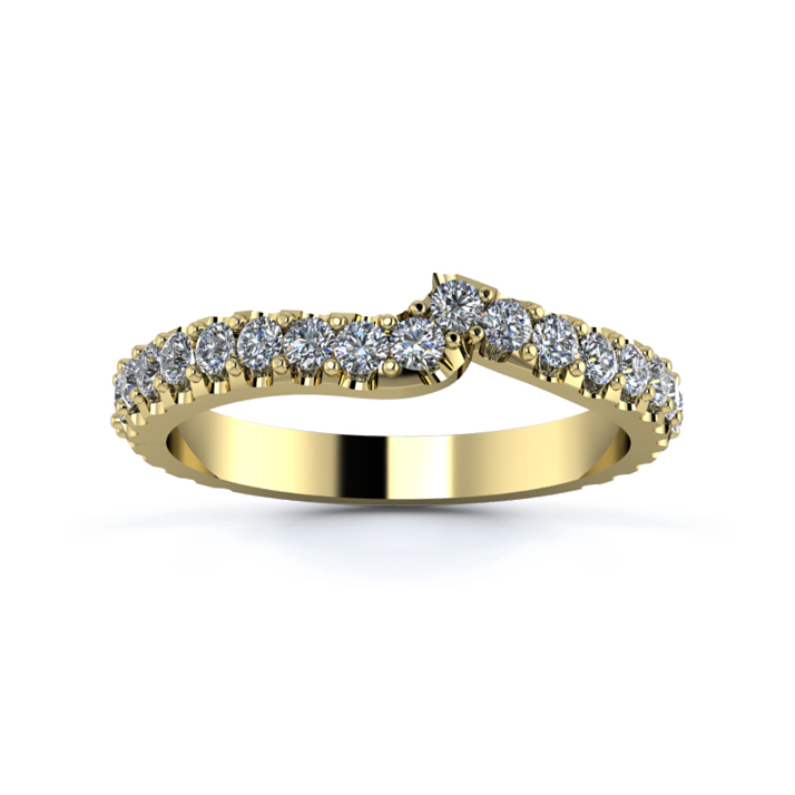 18K Yellow Gold 2.5mm Fitted Full Micro Diamond Set Ring