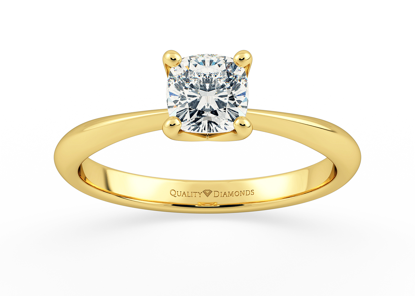 Cushion Amorette Diamond Ring in 18K Yellow Gold