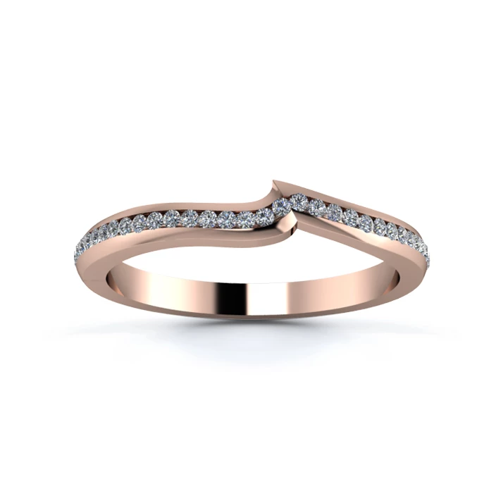 18K Rose Gold 2mm Fitted Three Quarter Channel Diamond Set Ring
