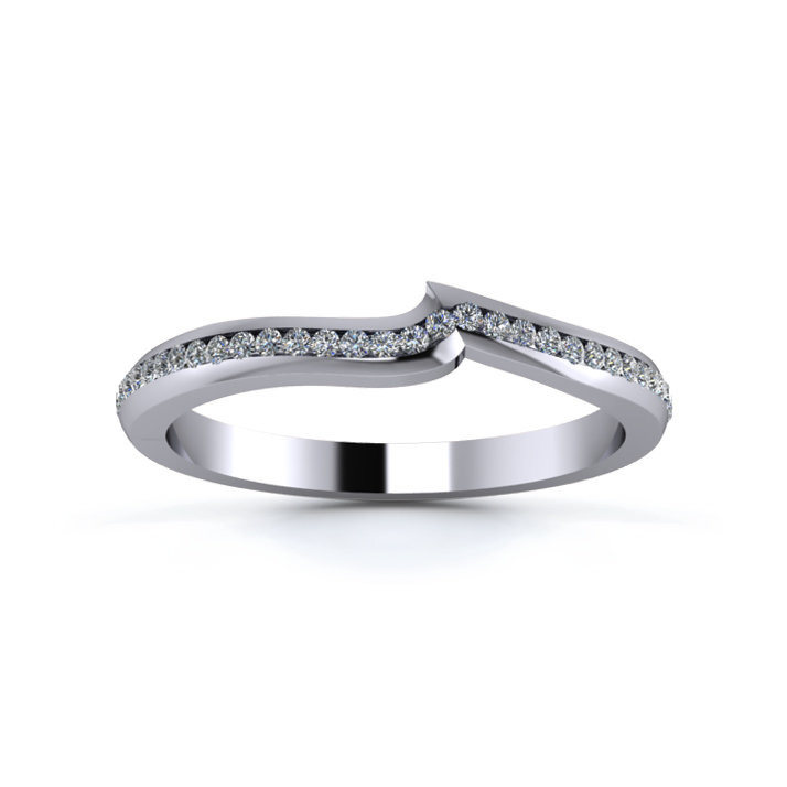 18K White Gold 2mm Fitted Three Quarter Channel Diamond Set Ring