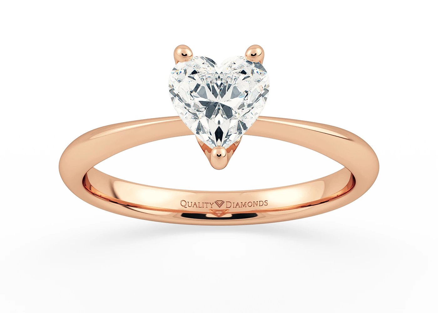 One Carat Heart Solitaire Diamond Engagement Ring in 18K Rose Gold