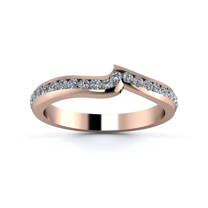 18K Rose Gold 2.5mm Fitted Three Quarter Channel Diamond Set Ring