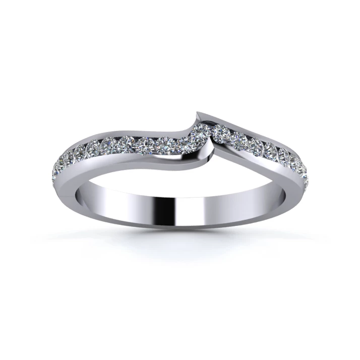 18K White Gold 2.5mm Fitted Three Quarter Channel Diamond Set Ring
