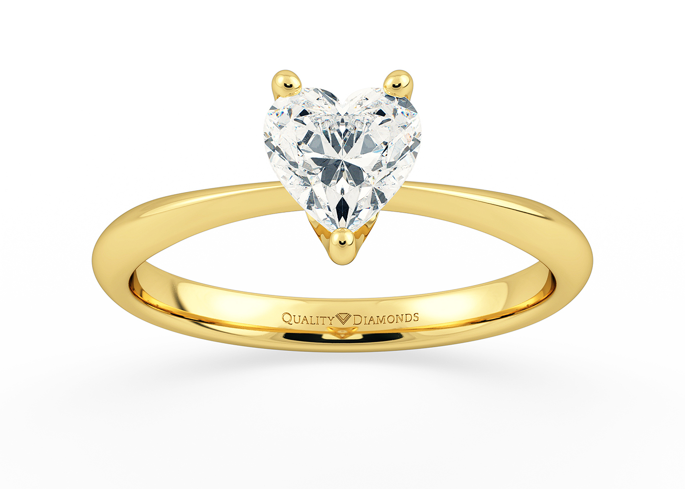 One Carat Heart Solitaire Diamond Engagement Ring in 18K Yellow Gold