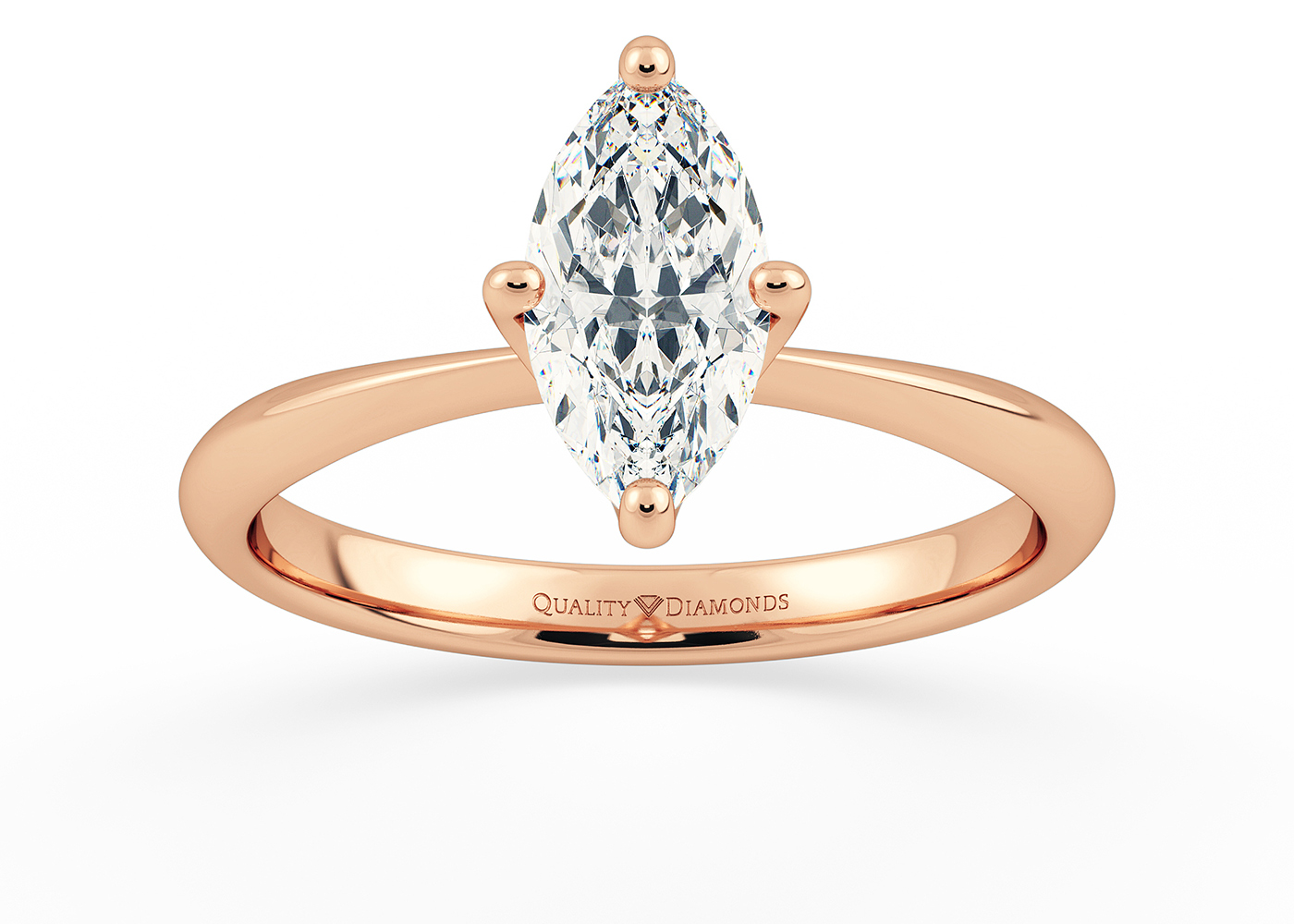 Half Carat Marquise Solitaire Diamond Engagement Ring in 18K Rose Gold
