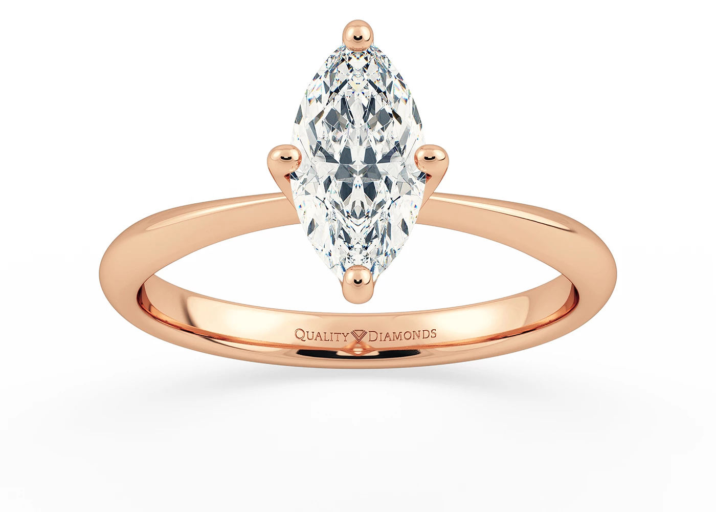 Half Carat Lab Grown Marquise Solitaire Diamond Engagement Ring in 18K Rose Gold