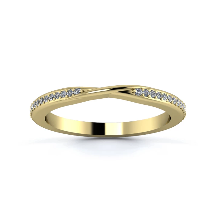 18K Yellow Gold 2mm Ribbon Full Grain Diamond Set Ring
