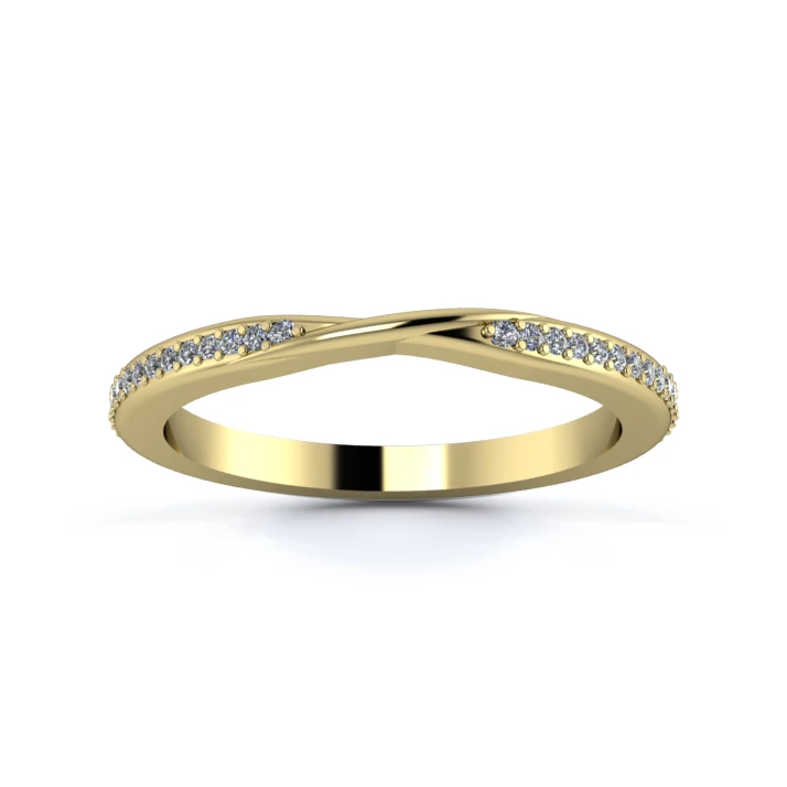 18K Yellow Gold 2mm Ribbon Three Quarter Grain Diamond Set Ring
