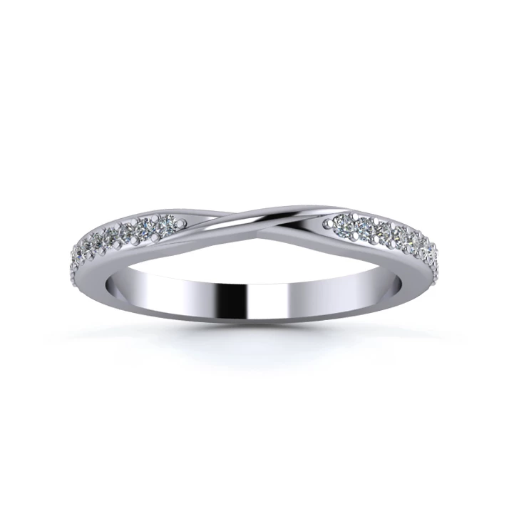 Platinum 2.2mm Ribbon Full Grain Diamond Set Ring